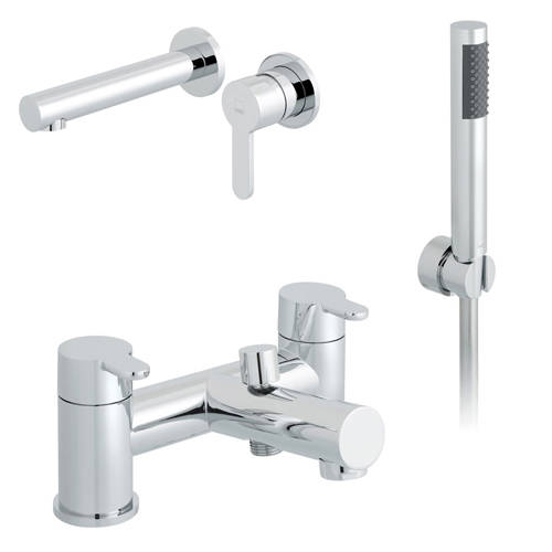 Larger image of Vado Sense Wall Mounted Basin & Bath Shower Mixer Taps Pack (Chrome).