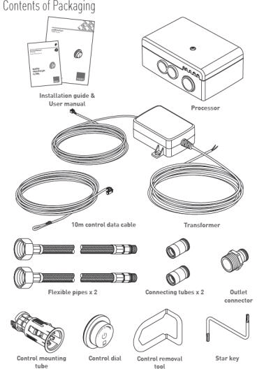 Technical image of Vado Sensori SmartDial Thermostatic Shower With 1 Shower Outlet & Remote.