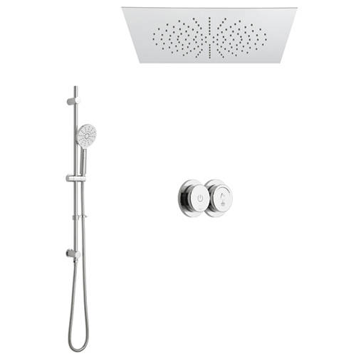 Larger image of Vado Sensori SmartDial Thermostatic Shower & Square Head & Slide Rail Kit.