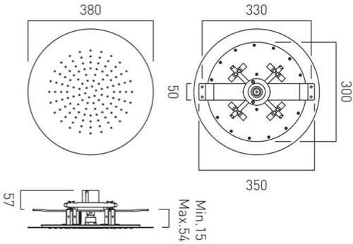 Technical image of Vado Sensori SmartDial Thermostatic Shower With Round Head & Bath Filler.