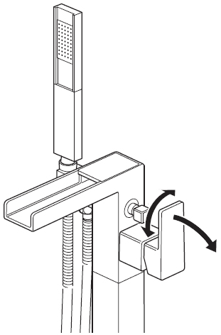 Technical image of Vado Synergie Waterfall Bath Shower Mixer Tap With Stand Pipe & Shower Kit.