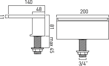 Technical image of Vado Synergie Waterfall Bath Spout (Chrome).