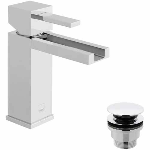 Larger image of Vado Te Falls Waterfall Mono Basin Mixer Tap With Universal Waste (Chrome).