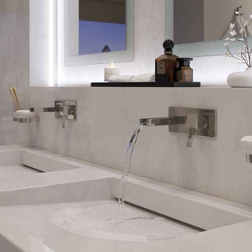 Example image of Vado Te Falls Wall Mounted Waterfall Basin Mixer Tap (Chrome).