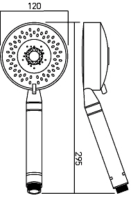 Technical image of Vado Neptune Shower Handset With 5 Spray Functions (Low Pressure).