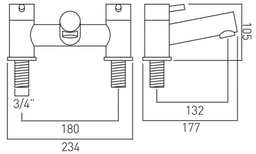 Technical image of Vado Zoo Basin & Bath Filler Tap Pack (Chrome).