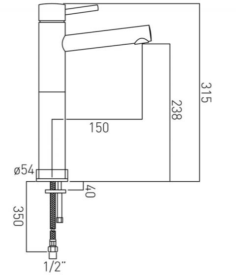 Technical image of Vado Zoo Extended Basin & Bath Filler Tap Pack (Chrome).