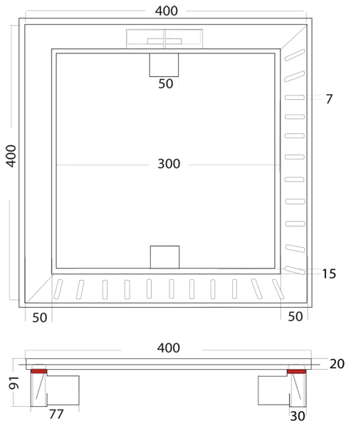 Technical image of VDB Element Luxury Shower Room Drain 400x400 (High Water Flow).