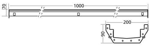 Technical image of VDB Industrial Drains Connect Channel Drain Part 1000x200mm (No Outlet).