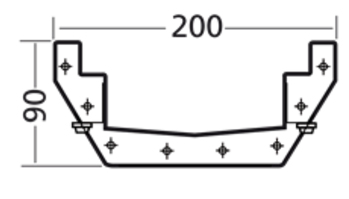 Technical image of VDB Industrial Drains Connect Drain End Plate & Kit 200x90mm.