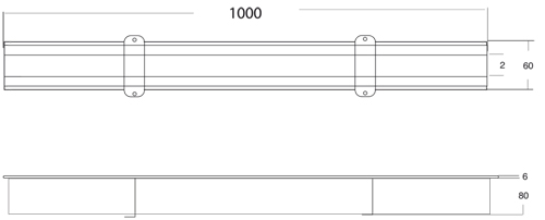 Technical image of VDB Kitchen Drains Kitchen Slot Drain Part 1000x60mm (Connectable).