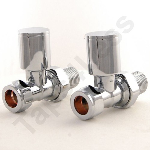 Larger image of Crown Radiator Valves Apex Straight Radiator Valves (Chrome).