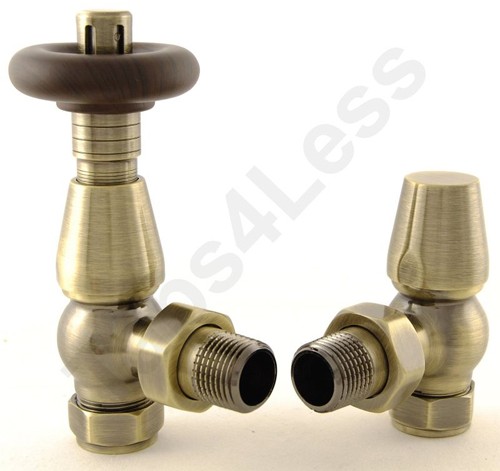 Larger image of Crown Radiator Valves Thermostatic Angled Radiator Valves (A Brass).