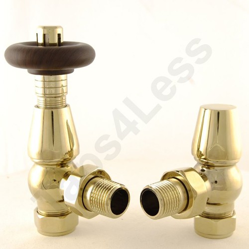 Larger image of Crown Radiator Valves Thermostatic Angled Radiator Valves (Brass).