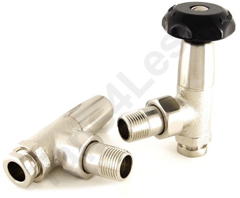 Larger image of Crown Radiator Valves Bradley Angled Radiator Valves (Satin Nickel).