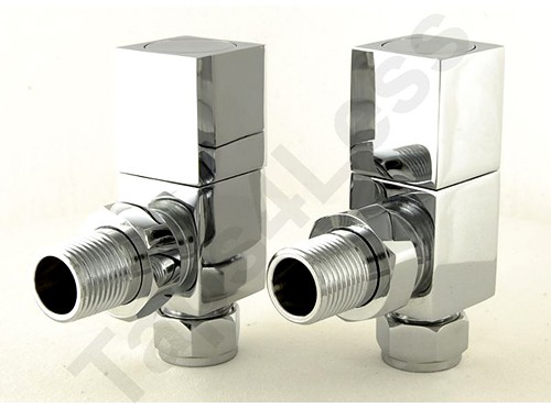 Larger image of Crown Radiator Valves Cubex Angled Radiator Valves (Chrome).