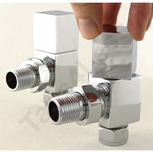 Example image of Crown Radiator Valves Cubex Angled Radiator Valves (Chrome).