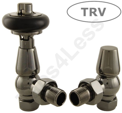 Larger image of Crown Radiator Valves Thermostatic Angled Radiator Valves (B Nickel).