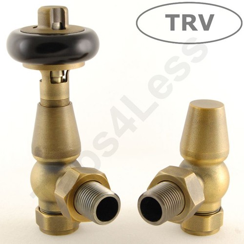 Larger image of Crown Radiator Valves Thermostatic Angled Radiator Valves (O Brass).