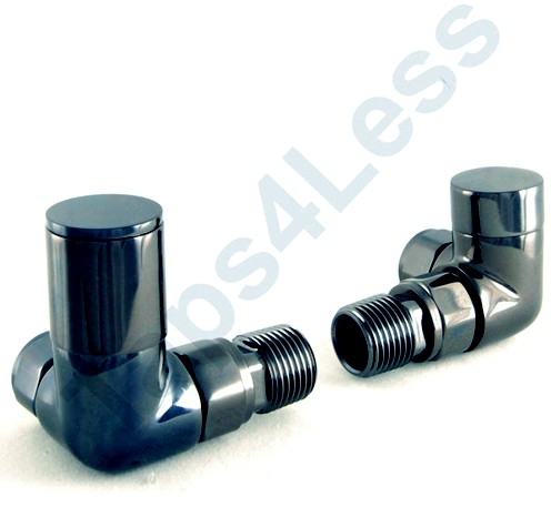 Larger image of Crown Radiator Valves Milan Corner Radiator Valves (Black Nickel).