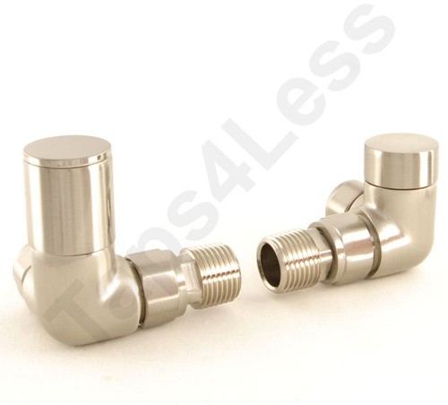 Larger image of Crown Radiator Valves Milan Corner Radiator Valves (Satin Nickel).