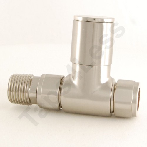 Example image of Crown Radiator Valves Milan Straight Radiator Valves (Satin Nickel).