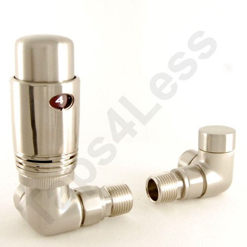 Larger image of Crown Radiator Valves Thermostatic Corner Radiator Valves (S Nickel).