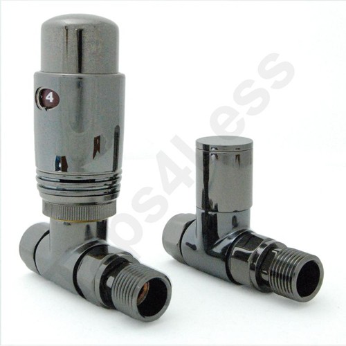 Larger image of Crown Radiator Valves Thermostatic Straight Radiator Valves (B Nickel).