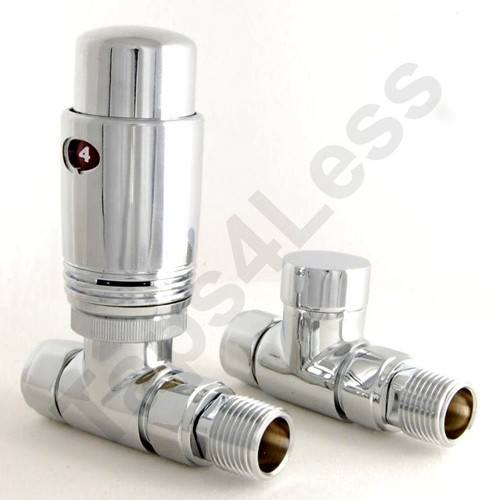 Larger image of Crown Radiator Valves Thermostatic Straight Radiator Valves (Chrome).