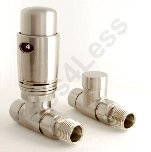 Larger image of Crown Radiator Valves Thermostatic Straight Radiator Valves (S Nickel).