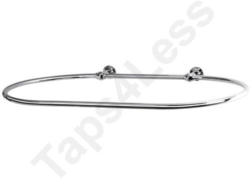 Larger image of Chrome Rails Oval Shower Curtain Rail With Wall Brackets (Chrome).