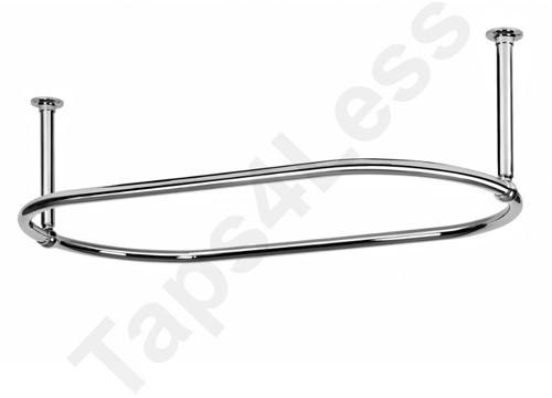Larger image of Chrome Rails Oval Shower Curtain Rail With 2 x Ceiling Brackets (Chrome).