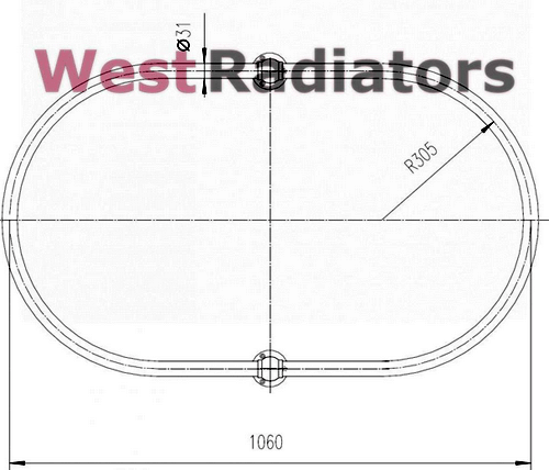 Technical image of Chrome Rails Oval Shower Curtain Rail With 2 x Ceiling Brackets (Chrome).