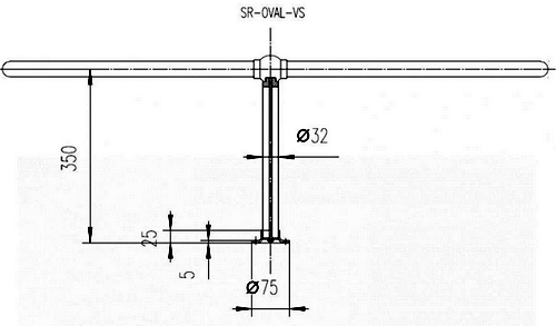 Technical image of Chrome Rails Oval Shower Curtain Rail With 2 x Ceiling Brackets (Chrome).