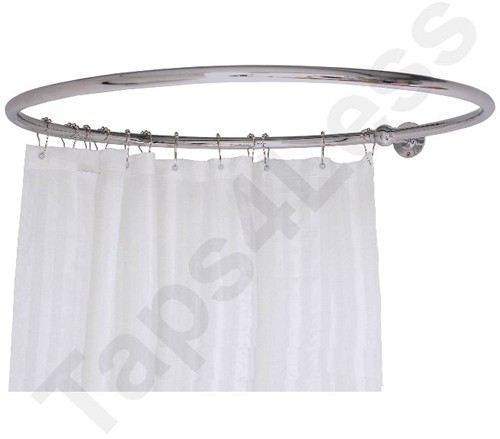 Example image of Chrome Rails Round Shower Curtain Rail With Wall Bracket (Chrome).