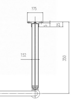 Technical image of Chrome Rails Round Shower Curtain Rail With Wall & Ceiling Brackets.