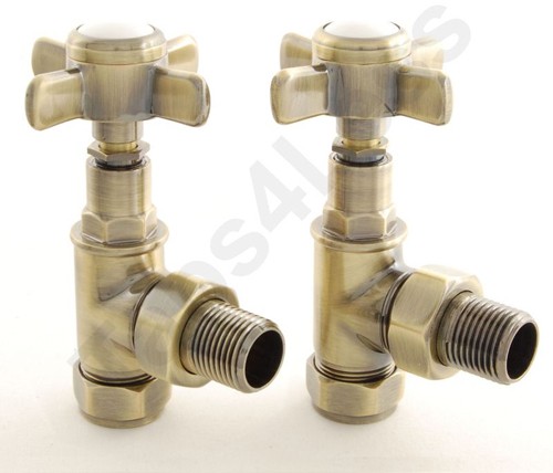 Larger image of Crown Radiator Valves Westminster Angled Radiator Valves (A Brass).