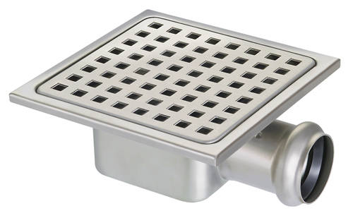 Larger image of Waterworld Square Plastic Shower Gully With Side Outlet (150x150).