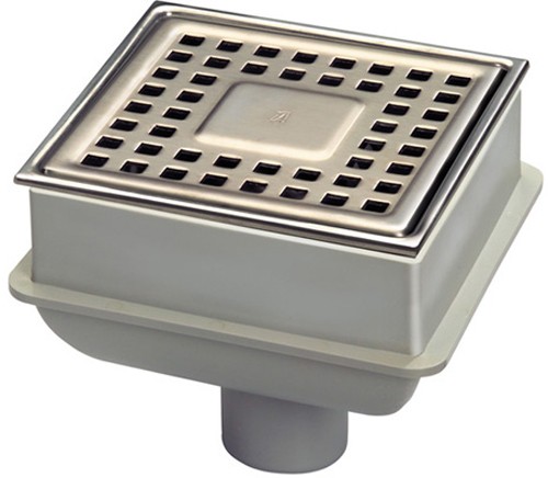 Larger image of Waterworld Wetroom Gully, Stainless Steel Grate, Bottom Outlet. 158mm