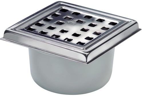 Larger image of Waterworld Wetroom Gully, Stainless Steel Grate, Bottom Outlet. 100mm.