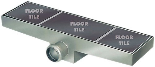 Larger image of Waterworld Stainless Steel Wetroom Tile Channel With Side Outlet. 1020mm.