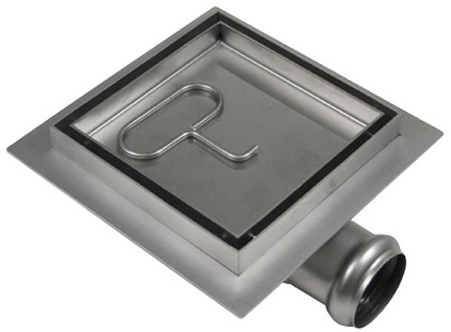 Larger image of Waterworld Stainless Steel Wetroom Tile Drain With Frame. 100x100mm.