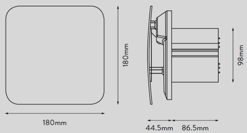Technical image of Xpelair Simply Silent Extractor Fan With Pullcord (100mm).