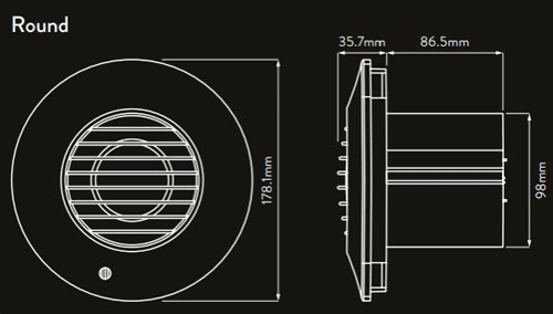 Technical image of Xpelair Simply Silent Extractor Fan With PIR Sensor & Kit (100mm).