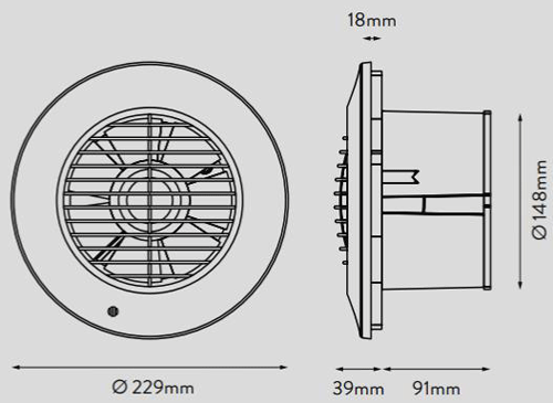 Technical image of Xpelair Simply Silent Standard Extractor Fan (150mm).