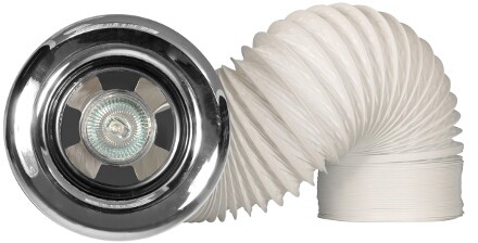 Example image of Xpelair BriteX In Line Extractor Fan Kit, Chrome Inlet Grill & Light (100mm).