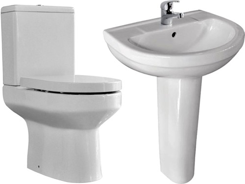 Larger image of XPress Curv 4 Piece Bathroom Suite With Toilet, Seat & 510mm Basin.