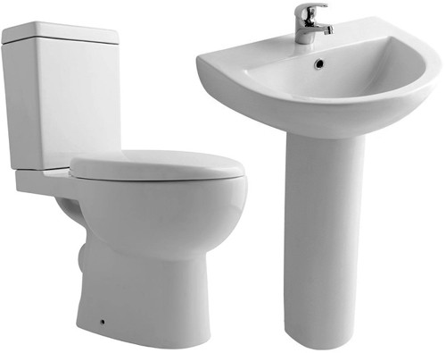 Larger image of XPress Delux 4 Piece Bathroom Suite With Toilet, Seat & 550mm Basin.