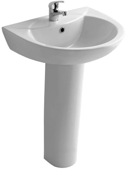 Larger image of XPress Eco 1 Basin & Pedestal (1 Tap Hole).  Size 545x445mm.