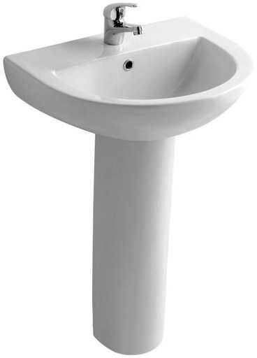 Larger image of XPress Delux Basin & Pedestal (1 Tap Hole).  Size 550x420mm.